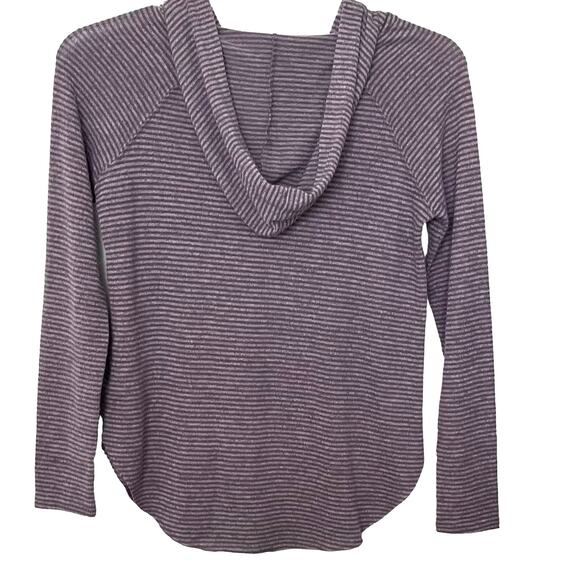 AMERICAN EAGLE OUTFITTERS LONG SLV HOODIE, WOMENS, S-PURPLE/GREY STRIPE-DRAWCORD - Picture 5 of 11